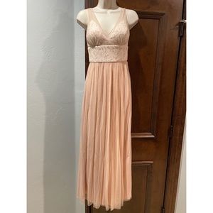 Blush Sheer Chiffon and Lace Bridesmaids/Formal evening dress